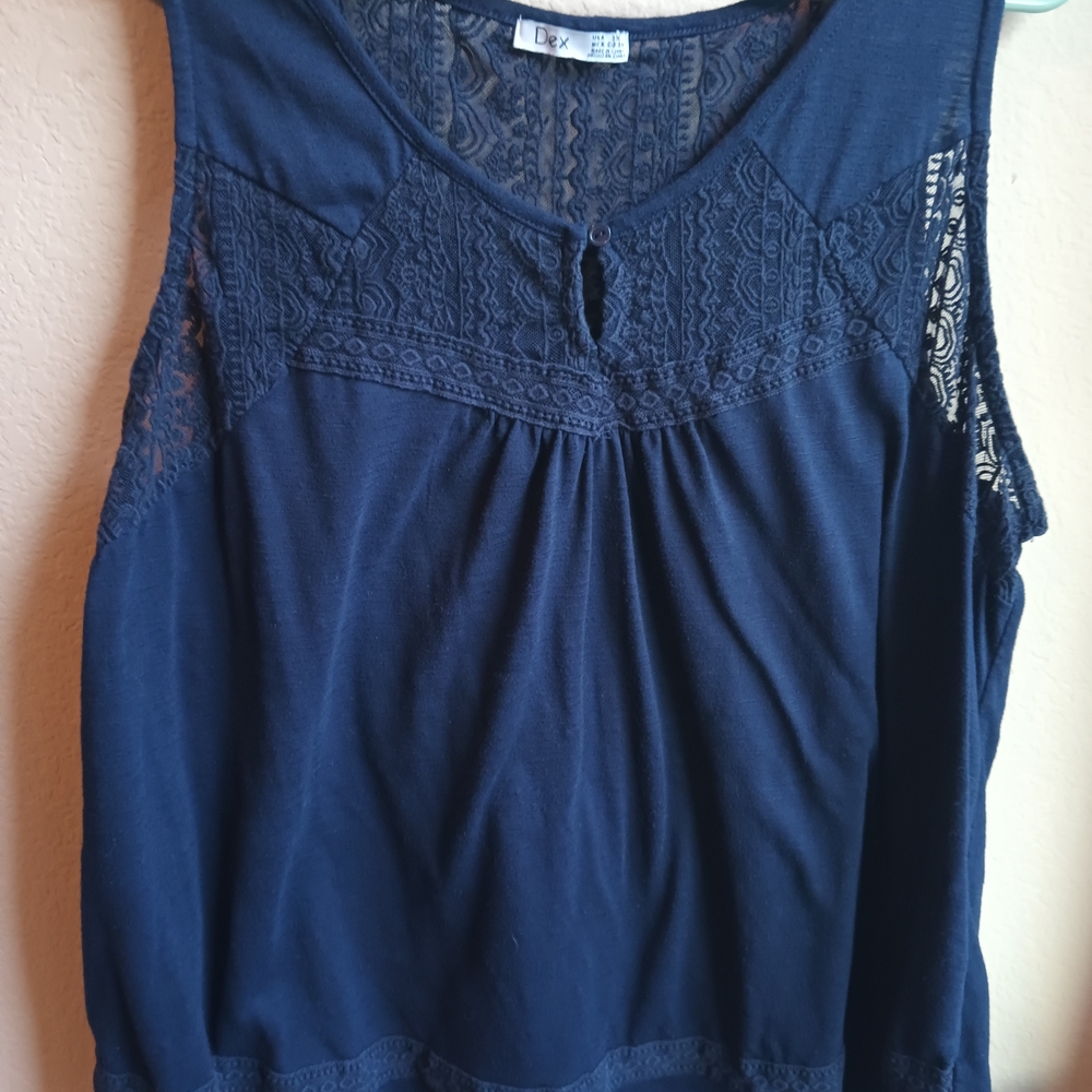 Dex Midnight Blue Lace Tank Top